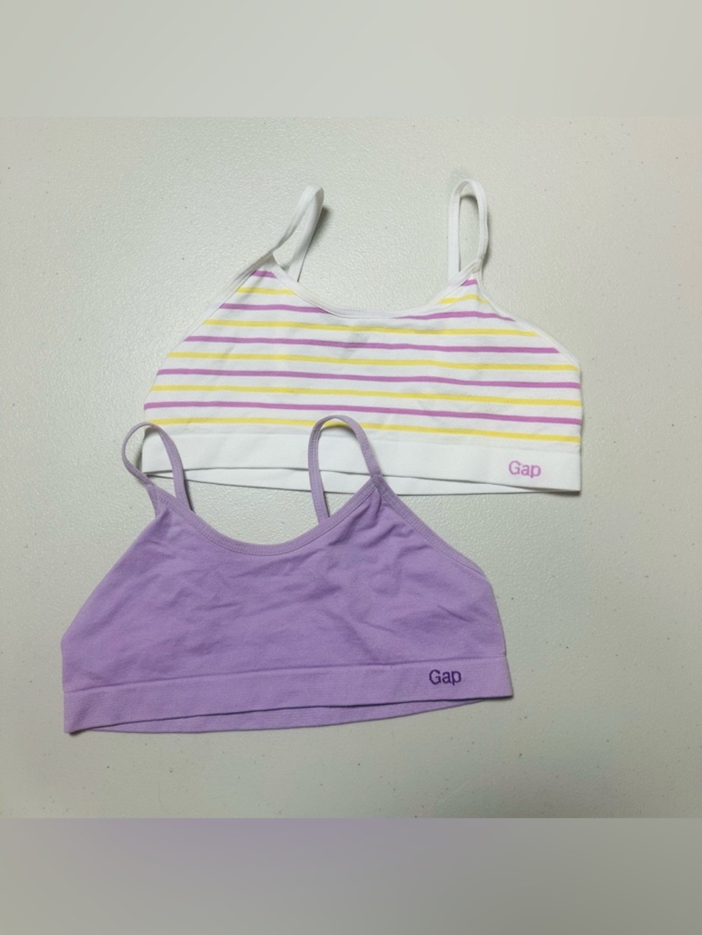GAP Girls' Strappy Bralette Set in Lavender, White, Yellow, Pink set of 2